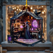 Décoration en bois personnalisée « Maison de sorcière » – Décoration d'Halloween personnalisée pour les amateurs de magie et les sorcières