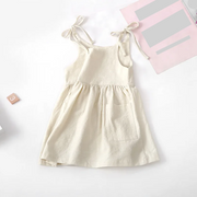 Robe d'été à bretelles pour fille : couleur unie avec poche