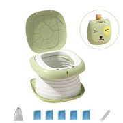 Portable Folding Emergency Toilet for Toddlers, Compact Travel Potty Seat with Anti-Tip Splash-Proof Design, Quick Open/Close, and Waste Bag Storage