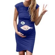 Cute Cartoon Letter Print Maternity Dress
