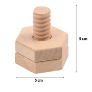 Beech Wood Screw & Nut Toy – Montessori Shape Matching Building Block for Toddlers