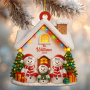 Personalized “Snowman Family” Wooden Ornament