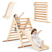 Ensemble escalade triangulaire pliable en bois pour enfants avec échelle triangulaire et rampe réversible - Grimpeur Montessori intérieur pour tout-petits dès 1 an
