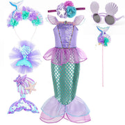 Girls Purple Mermaid Princess Costume – Tulle Dress-Up Set