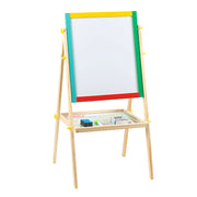 Kids Wooden Art Easel with Stand – Foldable 2-in-1 Whiteboard & Blackboard Drawing Frame for Children