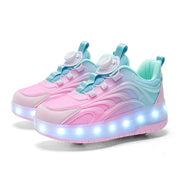 Kids 2-Wheel LED Roller Shoes – USB-Charging Light-Up Sneakers