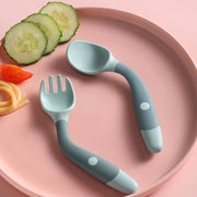 Ensemble cuillère-fourchette en silicone pour bébé - Ustensiles d'alimentation pour tout-petits