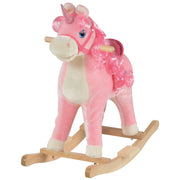 Licorne interactive pour enfant avec bouche mobile, queue battante et sons de galop réalistes, base en bois (3-6 ans)