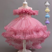 Girls Sequin Princess Flower Girl Dress – Knee-Length Party Ball Gown