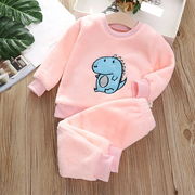 Ensemble de vêtements d'hiver pour la maison - Ensemble en velours corail épais pour enfants