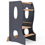 Stable Montessori Learning Tower – Wooden Growing Chair & Kitchen Helper for Kids Ages 1–7 (Grey)