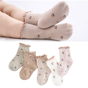 Chaussette de cheville à motif floral vintage pour enfants