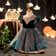 Robe de bal princesse style rétro à manches papillon