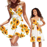 Robe ample décontractée à motif tournesol pour mère et fille