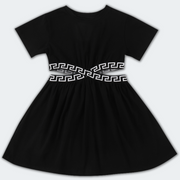 Geometric Design Hollow Waist Girls Sporty Casual Dress