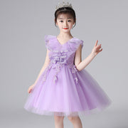 Butterfly Pearl Rhinestone and Lace Design Princess Party Dress