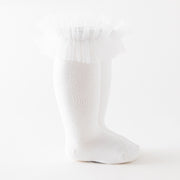 Chaussettes bouffantes en maille et dentelle fleurie pour enfants