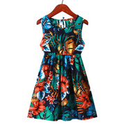 Hawaiian Floral Design Girl Summer Sun Dress