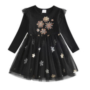 Snowflakes Long Sleeve Mesh Dress