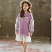 Polka Dots Lace Design Girls Knee Length Fashion Dress