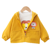 Lion Cartoon Graphic Print Hooded Jacket