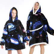 Milky Way Design Family Hoodie Sherpa Blanket