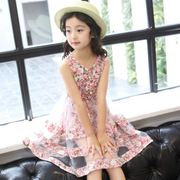 Multi-Layer Mesh and Floral Print Design Girl Summer Dress
