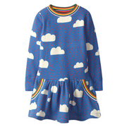 Rainbow Clouds Dotted Long Sleeve Top Dress