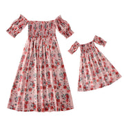 Robe sexy à épaules dénudées, vêtements assortis pour la famille