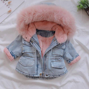 Hooded Fur Girl Denim Jacket