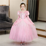 Puff Sleeve Layer Skirt Pink Princess Gown