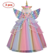 Unicorn Rainbow Party Dress With Wings