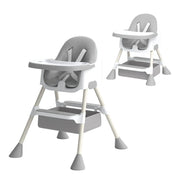 2-in-1 Convertible Baby High Chair with Detachable Double Tray,