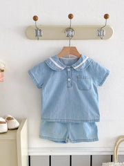 2025 Summer Korean Style Baby Denim Set