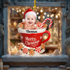 Décoration acrylique personnalisée avec photo de bébé « Joyeux Noël » – Nom, visage et teint personnalisables