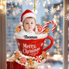 Décoration acrylique personnalisée avec photo de bébé « Joyeux Noël » – Nom, visage et teint personnalisables