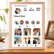 Cadre photo lumineux personnalisé “Notre histoire d’amour” – Prénoms, dates & mosaïque de photos sur mesure | Cadeau d’anniversaire romantique pour couples, mariages & occasions spéciales