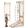 6-in-1 Wooden Swedish Wall & Climbing Ladder for Kids – Montessori Indoor Gym with Slide, Swing Set & Rope Ladder