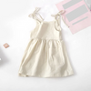 Robe d'été à bretelles pour fille : couleur unie avec poche