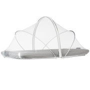 White mesh canopy over a gray surface on a white background