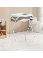 Foldable Baby Bath Tub with Stand, Built-in Thermometer,