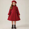 Girls' Red Fleece Coat Set with Beret – Warm Winter Princess Outfit for Kids 7–14Y