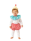 Kids Rainbow Stars Clown Costume – Harlequin Circus Outfit with Ruffle Collar & Pompom Hat