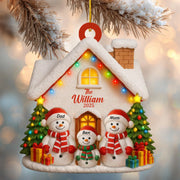 Personalized “Snowman Family” Wooden Ornament 