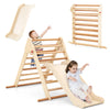 Ensemble escalade triangulaire pliable en bois pour enfants avec échelle triangulaire et rampe réversible - Grimpeur Montessori intérieur pour tout-petits dès 1 an