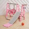 Balancelle et toboggan 3-en-1 pour enfants avec panier de basket, structure de jeu d'escalade intérieure et cadre sécurisé en PE (3-6 ans)