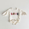 LOVE Embroidery Romper - Cream Color for Babies