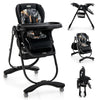 Chaise haute bébé pliable 7-en-1 avec 7 niveaux de hauteur, dossier inclinable, plateau double amovible (compatible lave-vaisselle), et roues verrouillables (6–36 mois)