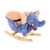 Cheval à bascule éléphant en peluche avec base en bois, ceinture de sécurité, musique intégrée (32 comptines) et siège à dossier haut pour tout-petits (18 mois+)