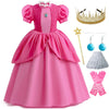 Girls Pink Princess Costume Dress – Lace Bodice & Layered Skirt
